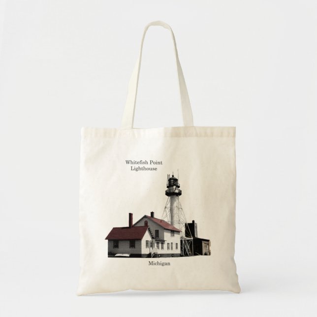 Whitefish Point Lighthouse cut out tote bag (Front)