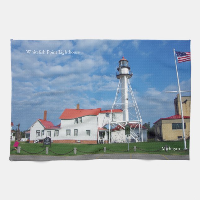 Whitefish Point Lighthouse kitchen towel (Horizontal)