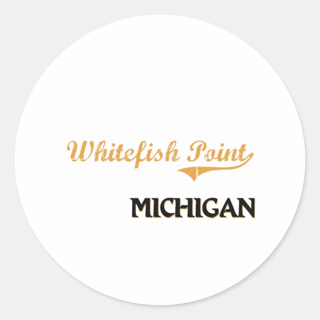 Whitefish Point Michigan Classic Round Sticker (Front)
