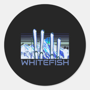 Whitefish Ski Accessories Retro Whitefish Skiing Classic Round Sticker