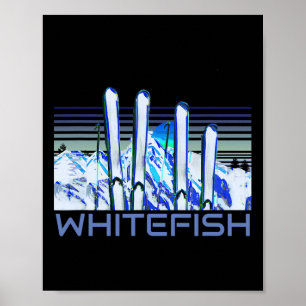 Whitefish Ski Accessories Retro Whitefish Skiing Poster