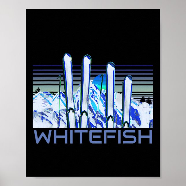 Whitefish Ski Accessories Retro Whitefish Skiing  Poster (Front)