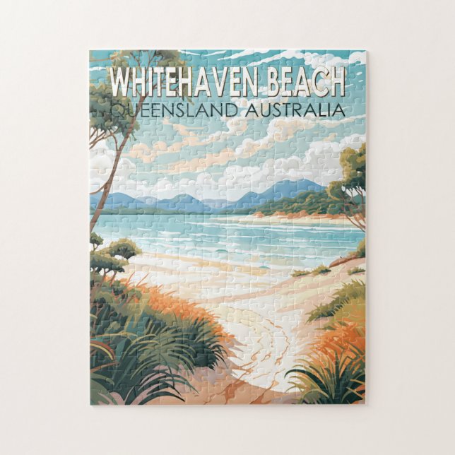 Whitehaven Beach Queensland Australia Travel Art Jigsaw Puzzle (Vertical)