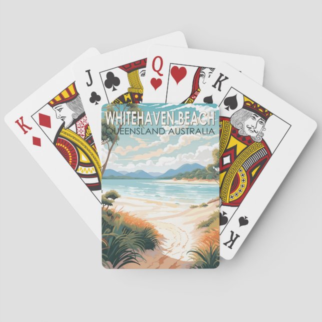 Whitehaven Beach Queensland Australia Travel Art Playing Cards (Back)