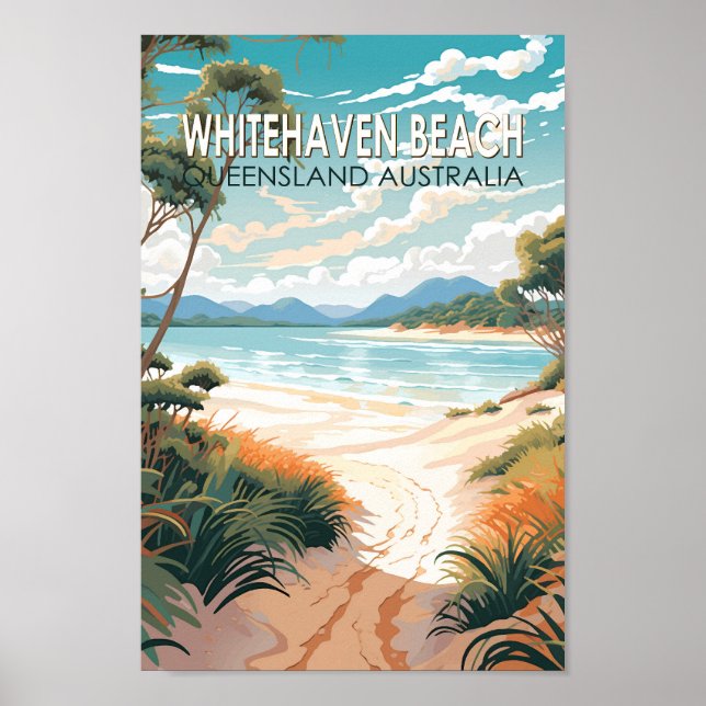 Whitehaven Beach Queensland Australia Travel Art Poster (Front)