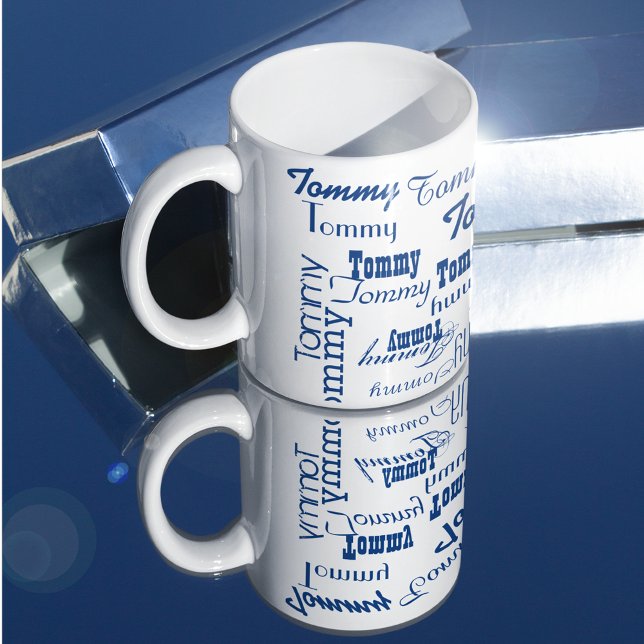 Whitemug , create your own Blue Name Pattern Coffee Mug (Creator Uploaded)