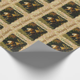 Whitetail Buck Autumn Leaves Wrapping Paper