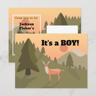 Whitetail Buck Baby Announcement Postcard