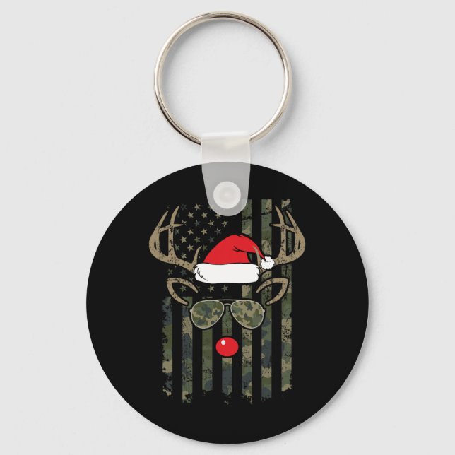 Whitetail Buck Bow Hunter Camo Funny Deer Hunting  Key Ring (Front)