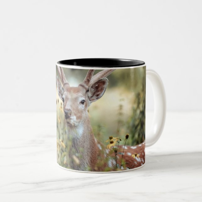 Whitetail Buck Deer awesome Hunting Two-Tone Coffee Mug (Front Right)