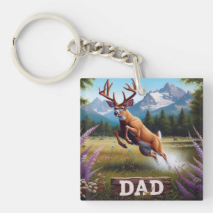 Whitetail Buck Deer Dad Rustic Wildlife Key Ring