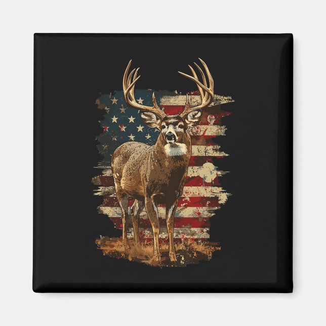 Whitetail Buck Deer Hunting 4th Of July Usa Americ Magnet (Front)