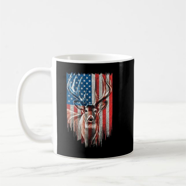 Whitetail Buck Deer Hunting American Camouflage US Coffee Mug (Left)