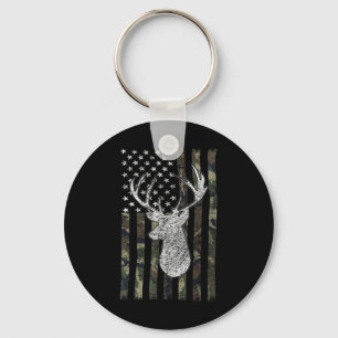 Whitetail Buck Deer Hunting American Camouflage US Key Ring
