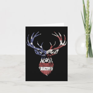 Whitetail Buck Deer Hunting American Usa Flag  Card