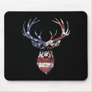 Whitetail Buck Deer Hunting American Usa Flag Mouse Pad