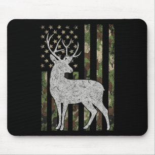 Whitetail Buck Deer Hunting Camouflage Usa Flag 4t Mouse Pad
