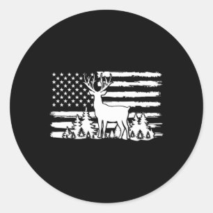 Whitetail Buck Deer Hunting Shirt American Vintage Classic Round Sticker