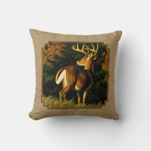Whitetail Buck Deer Hunting Tan Cushion