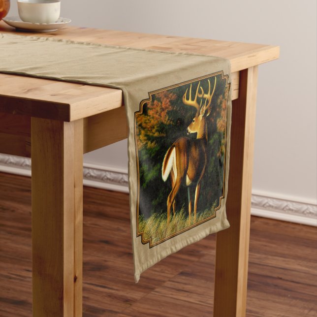 Whitetail Buck Deer Hunting Tan Medium Table Runner (In Situ)