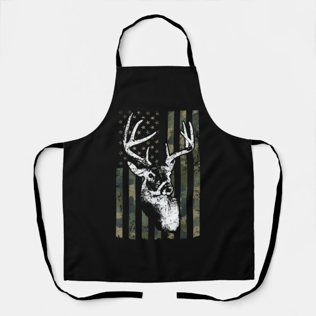Whitetail Buck Deer Hunting USA Camouflage America Apron (Front)
