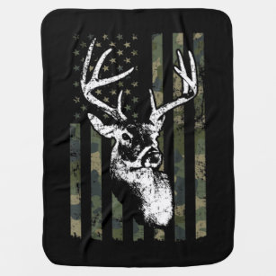 Whitetail Buck Deer Hunting USA Camouflage America Baby Blanket