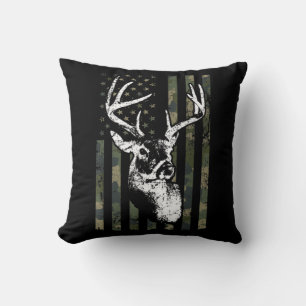 Whitetail Buck Deer Hunting USA Camouflage America Cushion