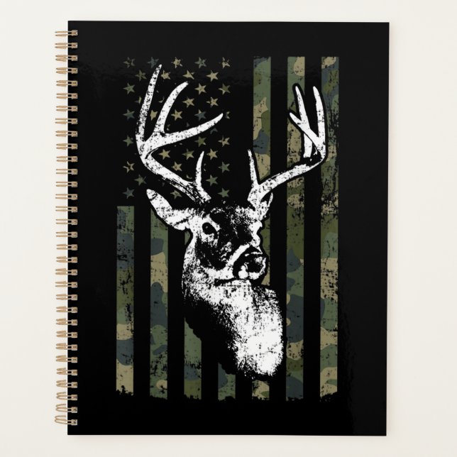 Whitetail Buck Deer Hunting USA Camouflage America Planner (Front)