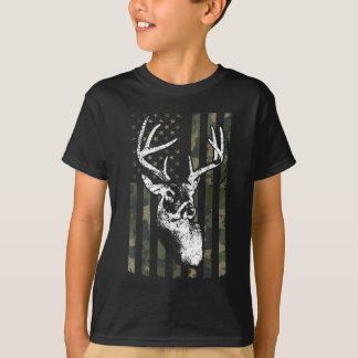 Whitetail Buck Deer Hunting USA Camouflage America T-Shirt