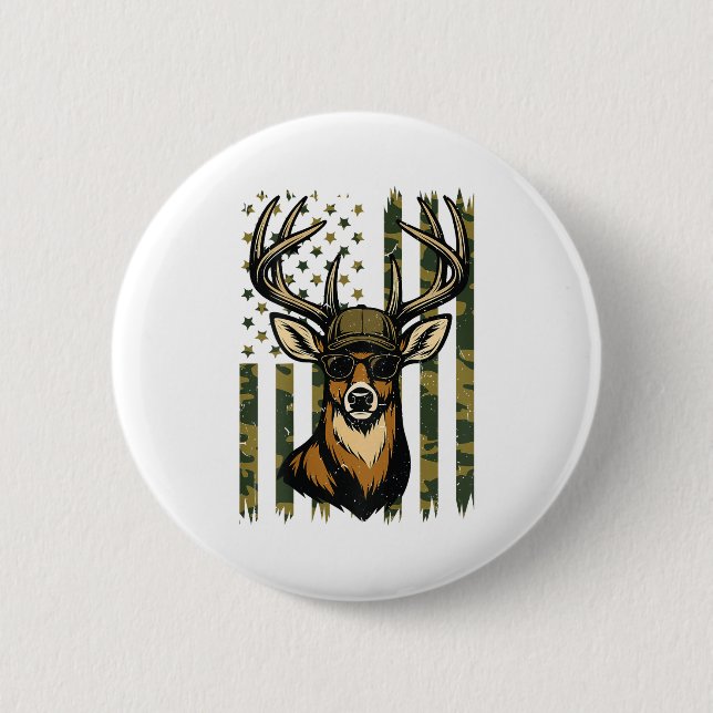 Whitetail Buck Youth Boy Deer Hunting Camo America 6 Cm Round Badge (Front)