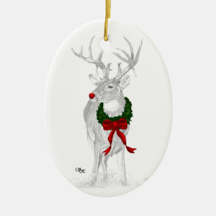 Whitetail Christmas Ceramic Tree Decoration