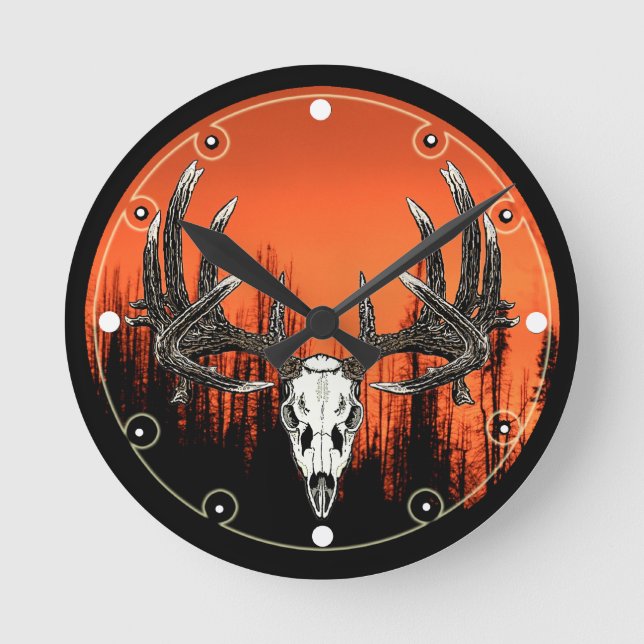 Whitetail de skull 6 round clock (Front)