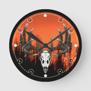 Whitetail de skull 6 round clock