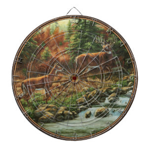 Whitetail Deer and Waterfall Dartboard