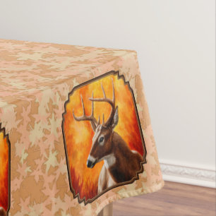 Whitetail Deer Autumn Leaves Tablecloth