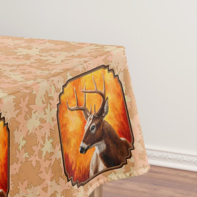 Whitetail Deer Autumn Leaves Tablecloth (In Situ)