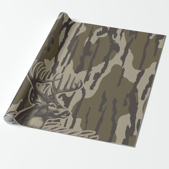 Whitetail Deer Bottomland Camo Deer Hunting Camo Wrapping Paper (Unrolled)