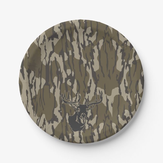 Whitetail Deer Bottomland Camo Hunting Camo Paper Plate (Front)