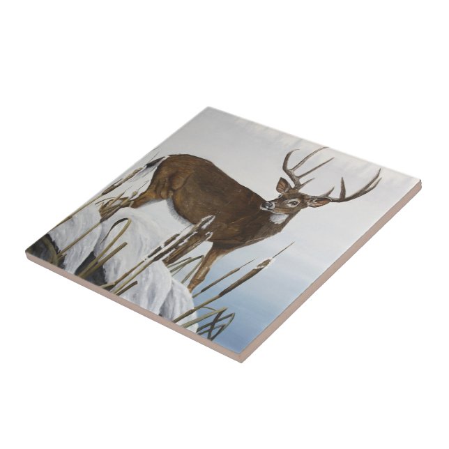 Whitetail deer ceramic tile (Side)