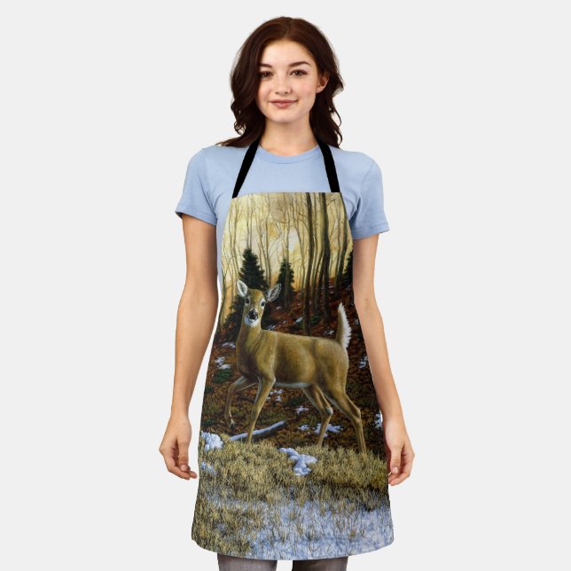 Whitetail Deer Doe in Autumn Forest Apron (Worn)