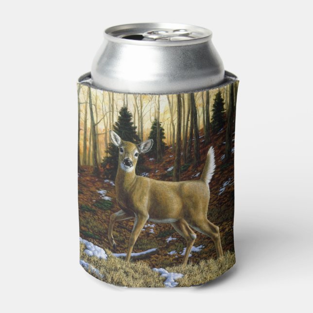 Whitetail Deer Doe in Autumn Forest Can Cooler (Can Front)