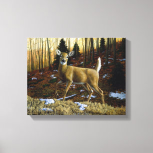 Whitetail Deer Doe in Autumn Forest Canvas Print
