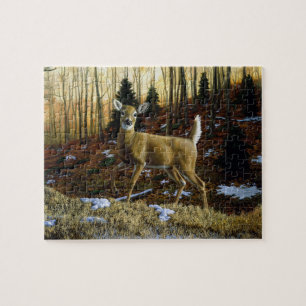 Whitetail Deer Doe in Autumn Forest Jigsaw Puzzle