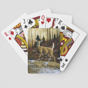 Whitetail Deer Doe in Autumn Forest Playing Cards