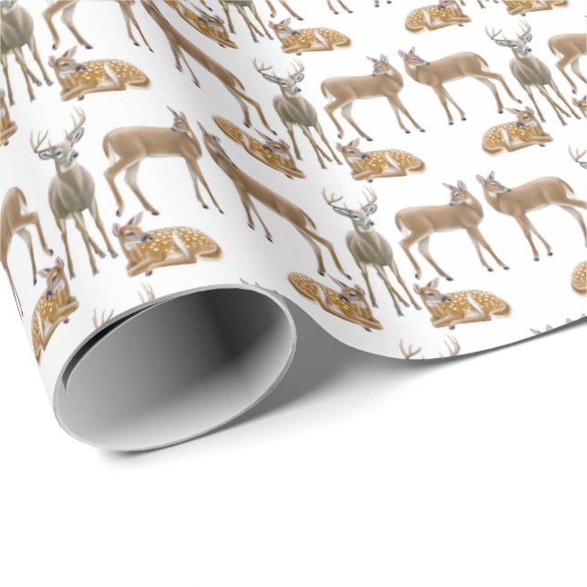 Whitetail Deer Family Wrapping Paper (Roll Corner)