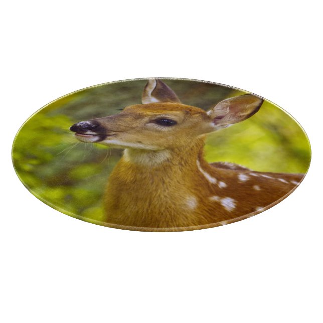 Whitetail deer fawn in Whitefish, Montana, USA Cutting Board (Corner)