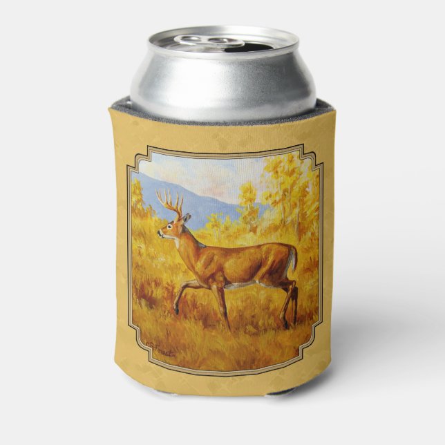 Whitetail Deer Golden Aspen Woods Can Cooler (Can Back)