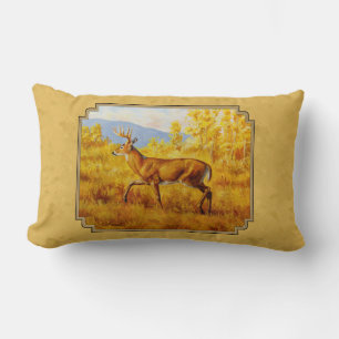Whitetail Deer Golden Aspen Woods Lumbar Cushion
