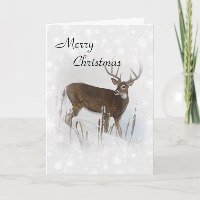 Whitetail deer holiday card (Front)