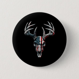 Whitetail Deer Hunting - American Flag On Buck Sku 6 Cm Round Badge